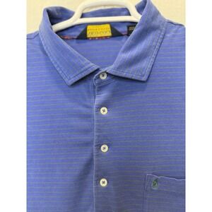 Polo Golf Ralph Lauren XL‎ Blue Green Stripe Polo Stretch Lisle Ansley Golf Club
